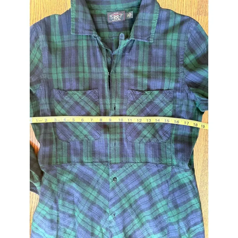 RRL Women's Ralph Lauren Black Watch Plaid Maxi Dress Green Navy Small - Picture 7 of 9